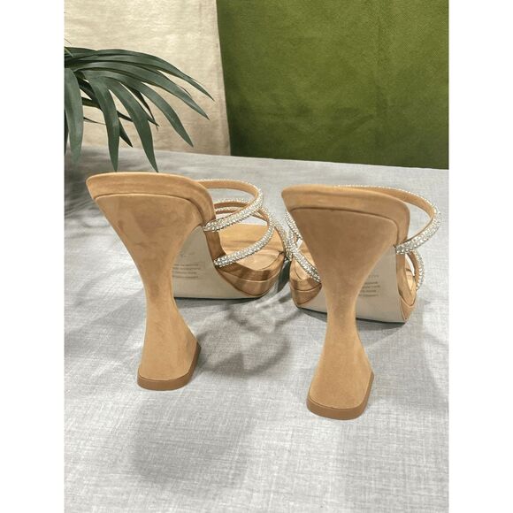 Steve Madden Women's Libbie Rhinestone Dress Sandals - Camel Nubuck 9.5M - Picture 4 of 13